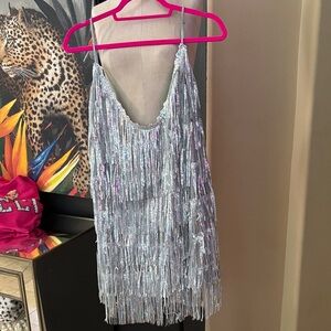 Fashion Nova Silver Sequin Romper